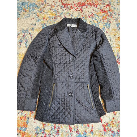 Vintage 90's Yoshiki Hishinuma Black Quilted Crinkle Peplum Jacket Size 2 - Picture 1 of 10